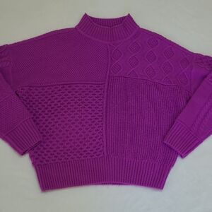 Suzy Shier Purple Textured Turtleneck Sweater